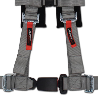 AAAA Aces Racing Harness (Pair) compatible with Polaris RZR With Bypass Plug (Grey, 4 Point)