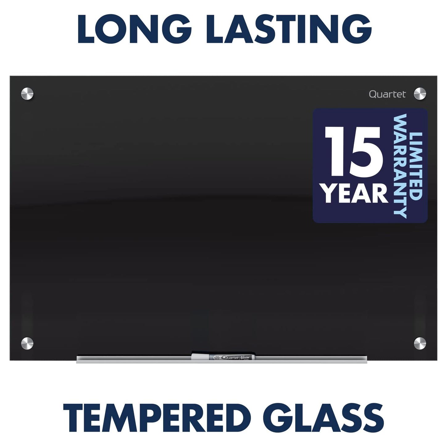 Quartet Magnetic Dry Erase Board, 36" x 24" Glass Whiteboard for Wall, Infinity, Black (G3624B)