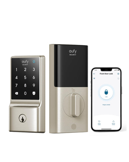 eufy Security Smart Lock C210, Keyless Entry Door Lock, Built-in WiFi Deadbolt, Smart Door Lock, No Bridge Required, Easy Installation, Touchscreen Keypad, App Remote Control, 4 AA Batteries Included