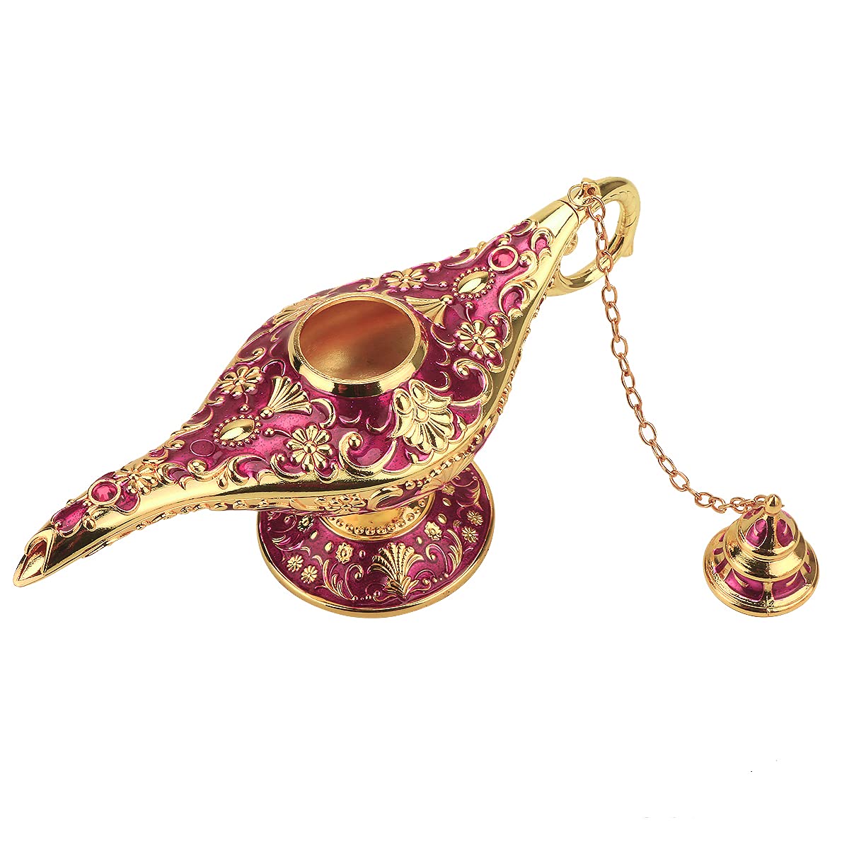 Legend Aladdin Lamp Magic Genie Wishing Light, Classic Arabian Nights Costume Props Lamp Table Decor for Home Wedding Party Halloween Birthday Beautiful Gift for Women Men (Purple & Gold)