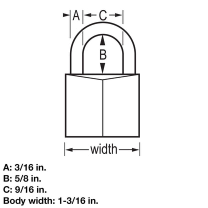 Master Lock 131D 1-3/16" Wide Covered Aluminum Keyed Padlock, One Pack, Black
