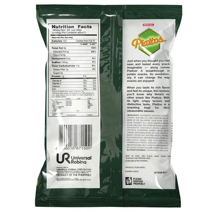 Jack'n Jill Piattos Potato Crisps - Potato Chip Snacks with Sour Cream & Onion Flavor, 3 Oz (85g), 2 Pack