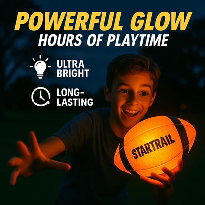 Glow in The Dark Football | Ultra-Bright Double LED Light-Up Football Size 6 with 3 Extra Batteries and Pump for Kids & Teens Ages 6+ | Outdoor Fun for Evening Play, Camping & Beach Games