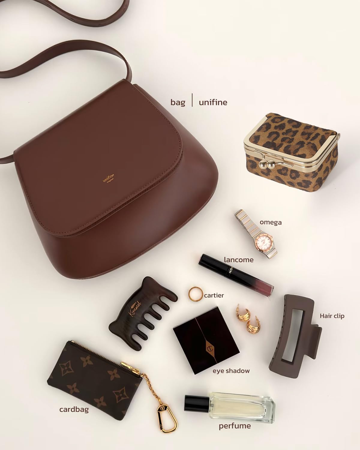 COOLYOUTH Leather Mini Jewelry Box Travel Jewelry Case Portable Small Coin Purse with Kiss Lock Travel Ring Box (Brown Leopard)