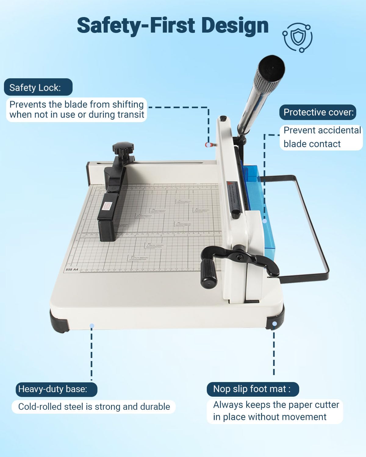 12 Inch Heavy Duty Guillotine Paper Cutter,Cuts 400 Sheets A4 Paper,Solid Steel Construction with Imperial Sizing & Dual Safety Features,Industrial Stack Paper Trimmer for Offices,Schools,Print Shops