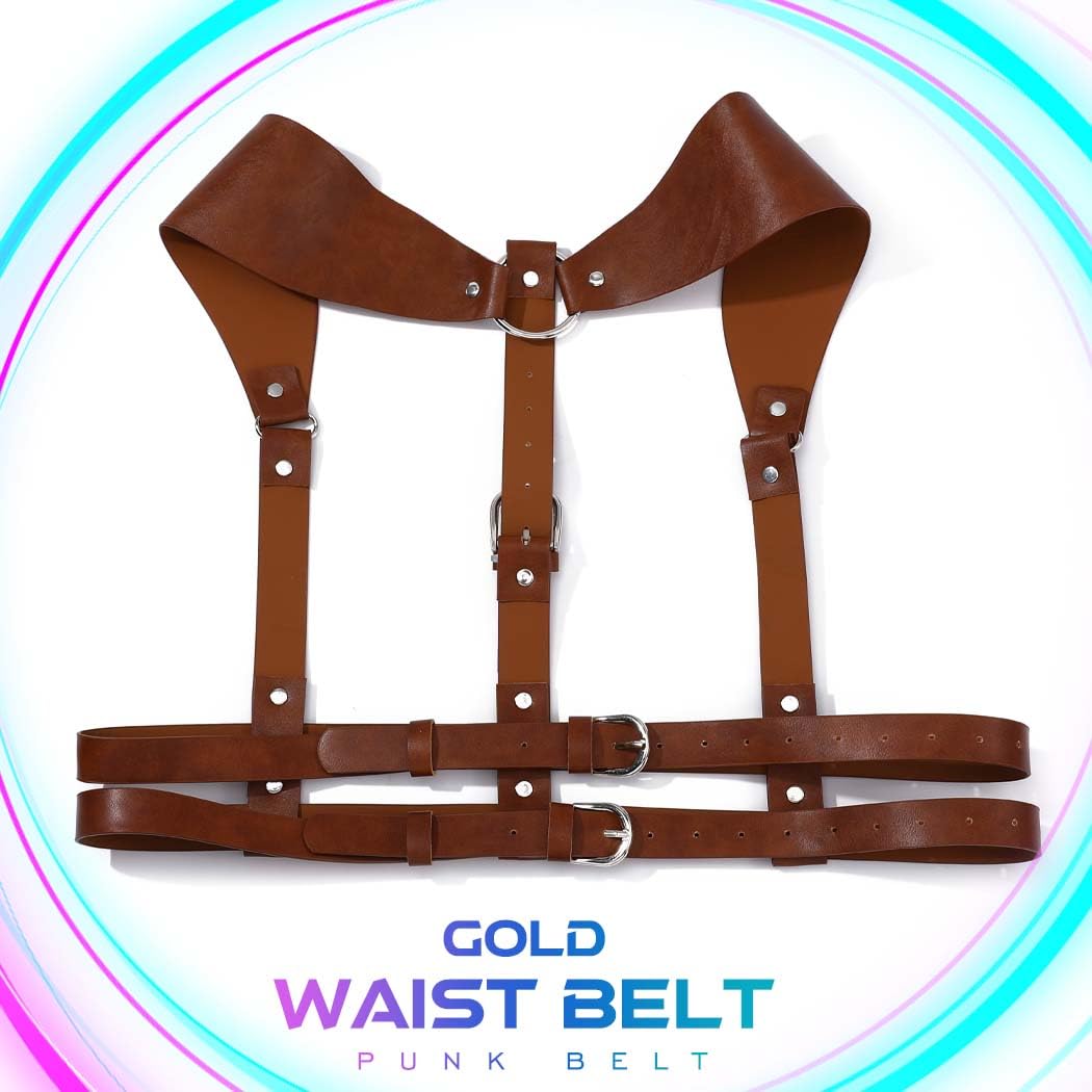 CLOACE Brown Leather Harness Belts for woman Fashion Punk Rave Halloween Body Belt