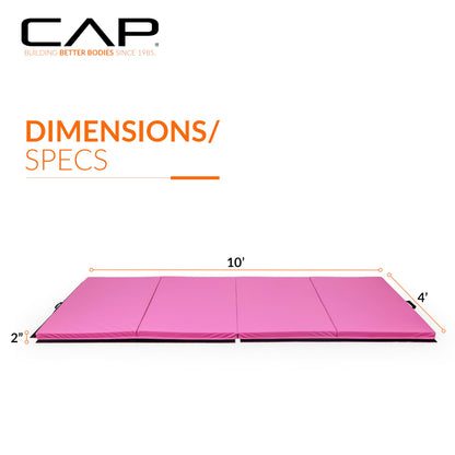 CAP Barbell Folding Exercise Mat – Durable, Anti-Tear, Thick Padding for Fitness, Aerobics, Gymnastics & Home Workouts. 10' x 4' x 2" thick PINK