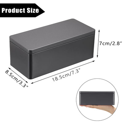 Hipiwe 2 Packs Black Metal Cash Box Rectangular Money Organizer with Lid Currency Storage Box Empty Box Container for Coin Bill Dollar Stamp Jewelry
