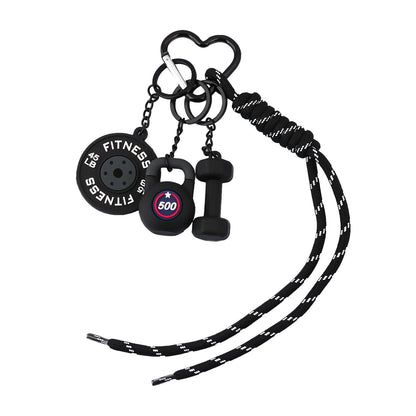 SORGERLY Gym Dumbbell Bag Charms Keychain - Black Barbell Kettlebell Tote Purse Handbag Backpack Accessories - Fitness Lovers Gift for Women Men (Black-1)