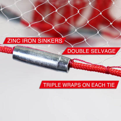 BasicGear Cast Net | Zinc Iron, 3ft Radius, 1/4 inch Mesh for Freshwater and Saltwater Bait Fish | Professional Grade and Upgraded Material | Throw Style