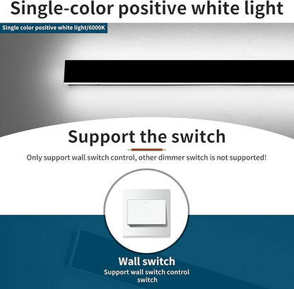 39.3inch Modern Outdoor Wall Light, Black Outside LED Wall Sconces, 6000K Cold White, 36W, IP65 Waterproof, Long Linear Exterior Lighting Fixture for House, Garage, Porch, Garden
