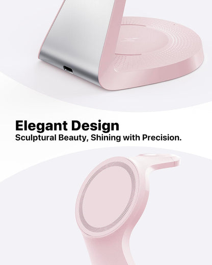 3 in 1 Charging Station for Apple Devices,Mag-Safe Charger Stand Fast Charging,Wireless Charger for iPhone 16/15/14/13/12 Series,& AirPods,& iWatch(USB-C Charger Included)