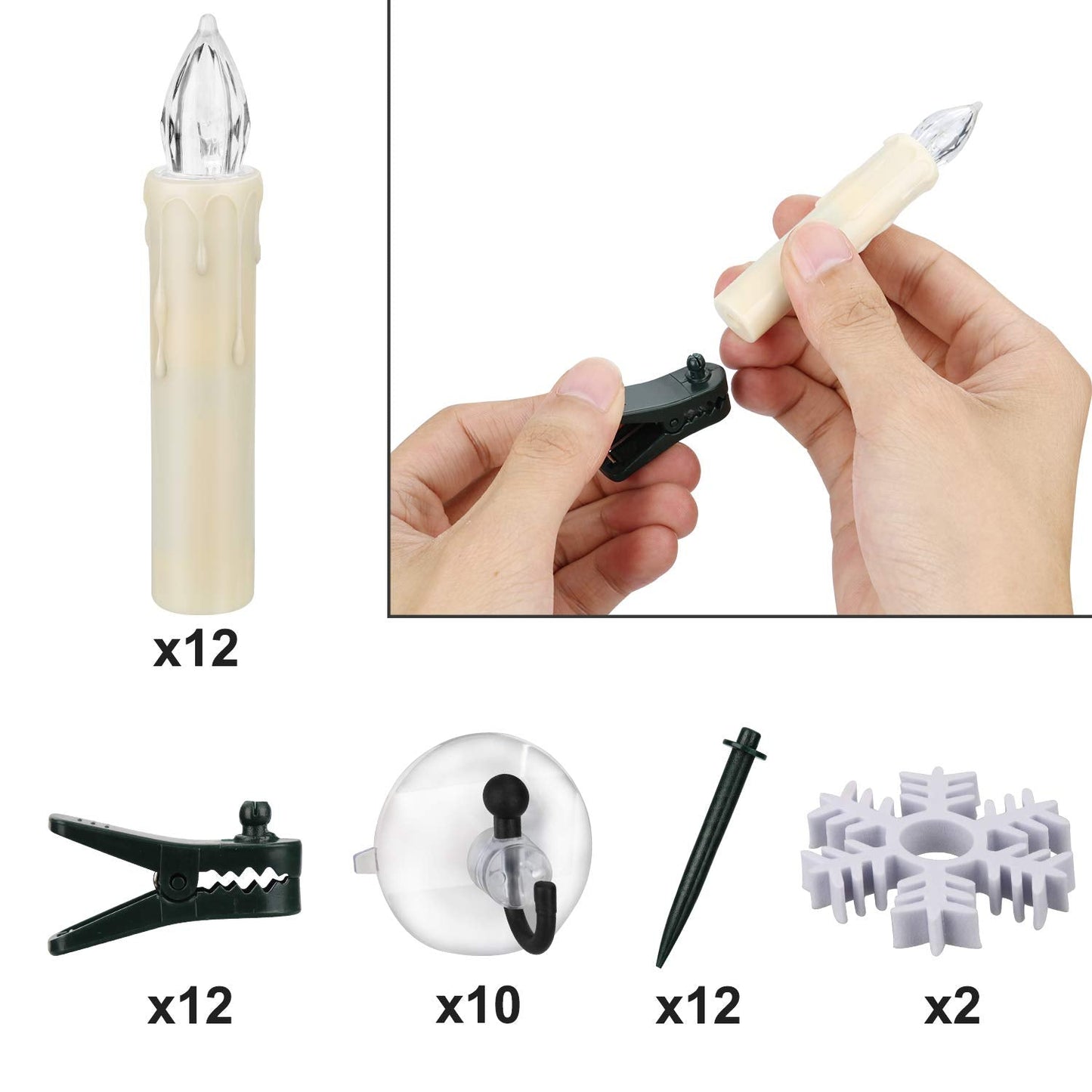 12 PCS LED Window Flameless Taper Candle,Battery Operated Flickering Candle Lights, with Remote Timer Function, Ideal for Indoor and Outdoor Christmas Tree Candles Garden Wedding Harry Potter