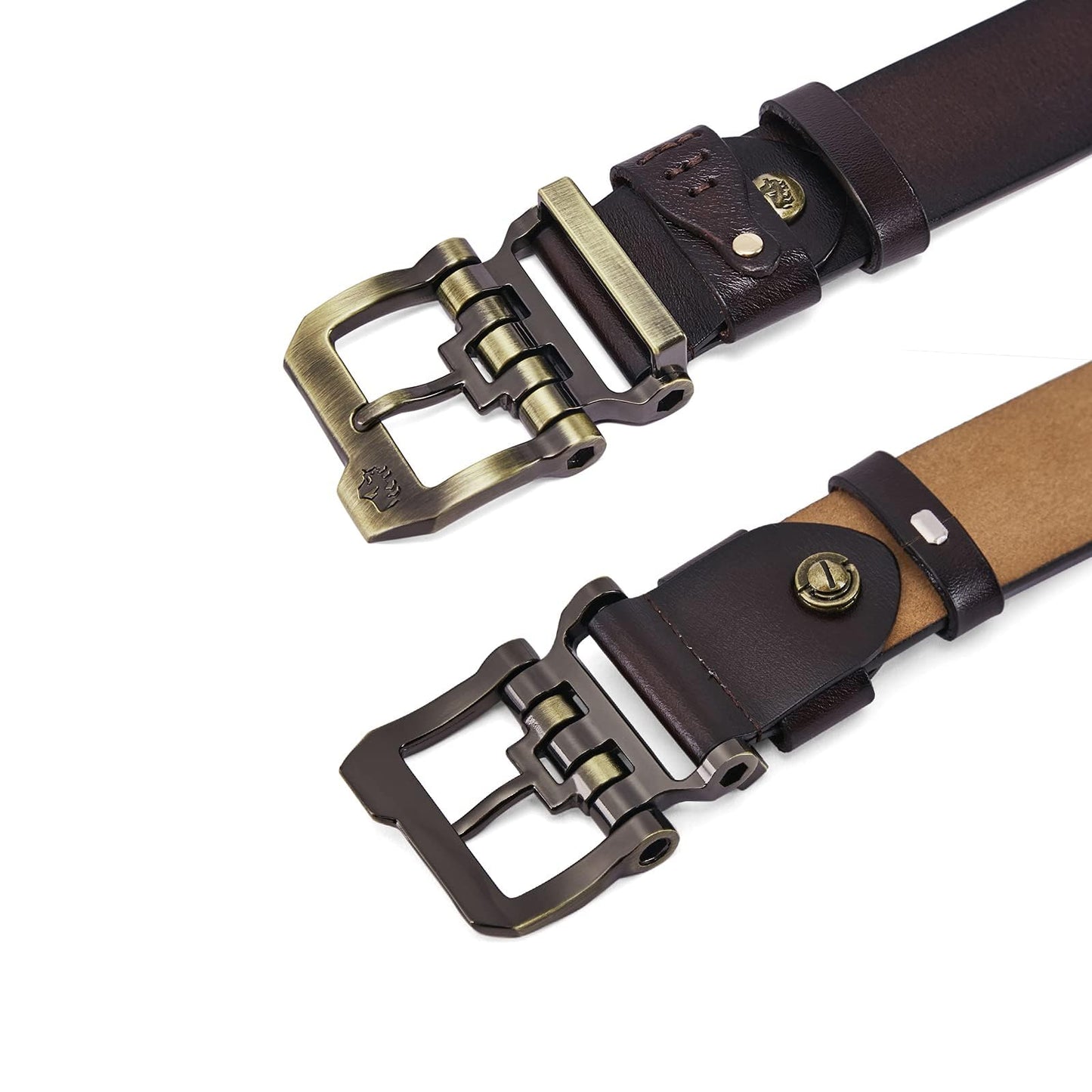 BISON DENIM Men's Belts Leather Dress Genuine Leather Classic Heavy Duty Buckle Belt Casual for Jeans…