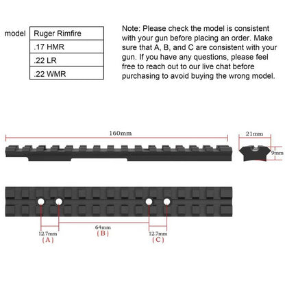 Eastern Tactical Supply Ruger American Rimfire Rifle Scope Base with Picatinny Rail Mount