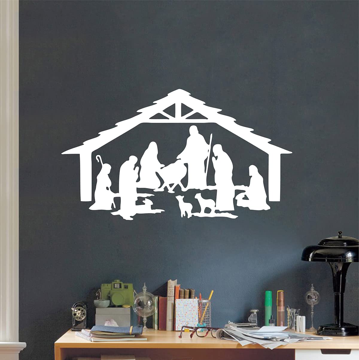 Christmas Religious Living Room Home Decor Stickers Nativity Holiday Vinyl Wall Sticker Decal BD604 (White)