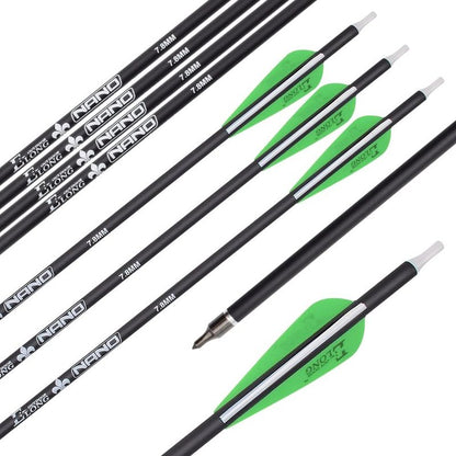 Carbon Arrows for Archery Bow - Hunting Target Practice with Removable Tips | 26, 28, 30 Inch, Spine 500, 6PCS/12PCS