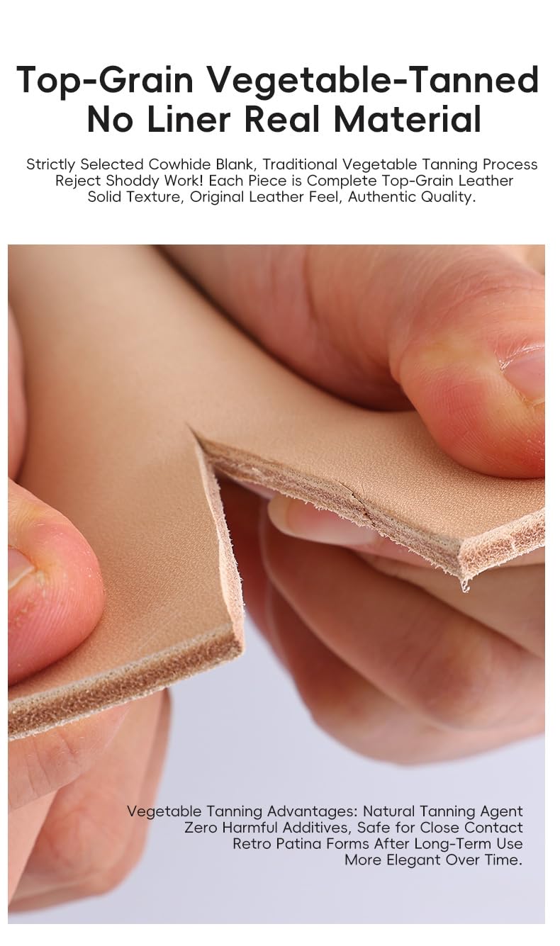 Vegetable Tanned Leather Sheet, Natural Veg Tan Top Grain Cowhide for Tooling, Carving, Stamping, Dyeing and Leathercraft, 1 Piece (1.7-2.0mm,12 * 12 inch)