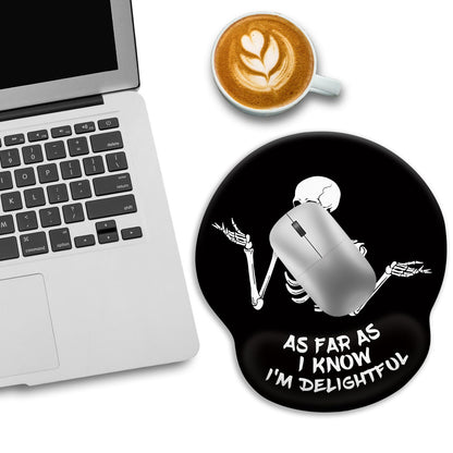LIMKRIAN Skeleton Mouse Pad, Ergonomic Mouse Pad with Wrist Rest, Gaming Mouse Pad Wrist Support with Non-Slip Pain Relief PU Base, Funny Skull Mouse Pads for Desk, Goth Office Desk Accessories Decor