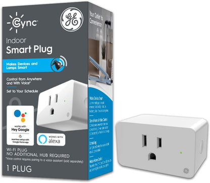 GE Cync Smart Indoor Plug, Smart Outlet Control, WiFi Outlet Plug, Matter Compatible, Works with Alexa and Google Home