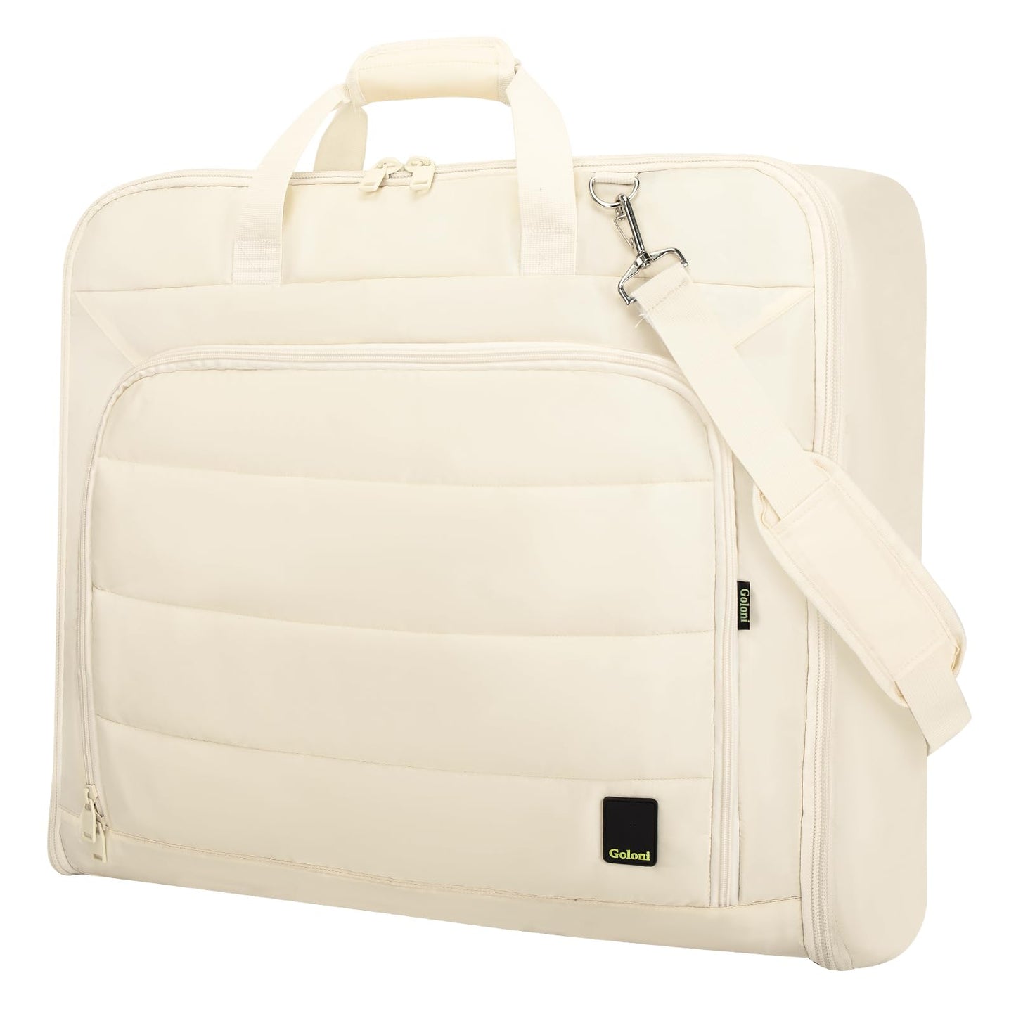 Travel Garment Bag for women,Lightweight Puffy Carry on Garment Bag for Hanging Clothes,44.7'' Waterproof Travel Suit Bag with Shoulder Strap,2 in 1 Foldable Duffle Bag,Beige