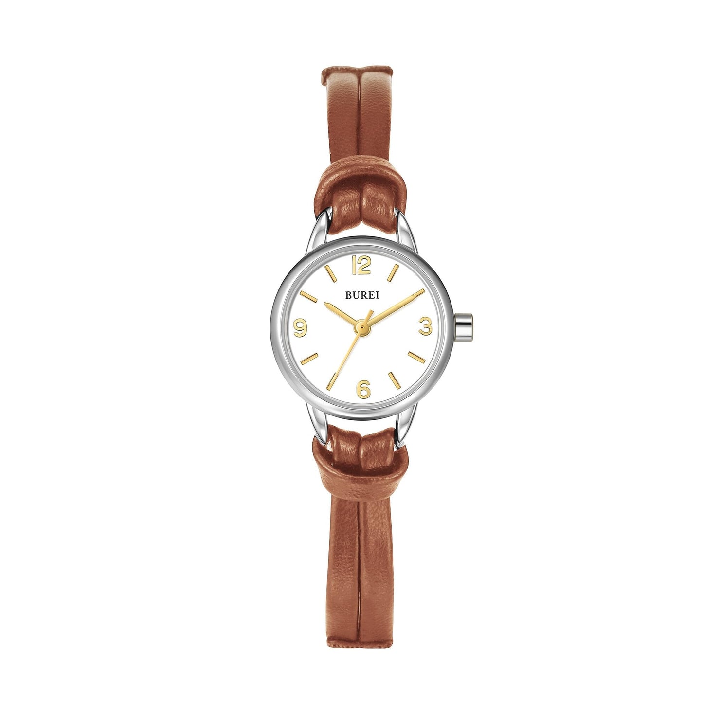 BUREI Women's 22mm Small Dial Quartz Watch, Lightweight Women Watch,Japan Quartz Movement, Brown Handmade Leather Strap, Ideal Gift for Women Mom