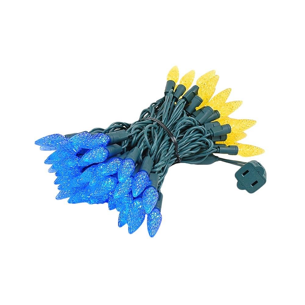 Novelty Lights 24FT 70 LED C6 Christmas String Lights, Outdoor Tree Commercial Grade Permanent Decorations (Blue/Yellow)