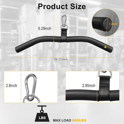 LAT Pull Down Bar Attachment：LAT Pulldown Tricep Bar for Strength Training Home Gym Cable Machine - Curl & Triceps Press Down Handle with EVA Sponge Non-Slip Grip for Pulley System