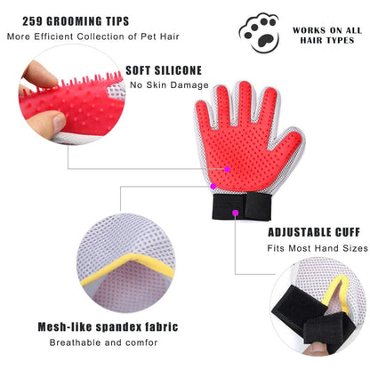 Marchul Pet Grooming Glove - Hair Remover Brush for Cats, Dogs, Horses with Long and Short Hair, 1 Pair