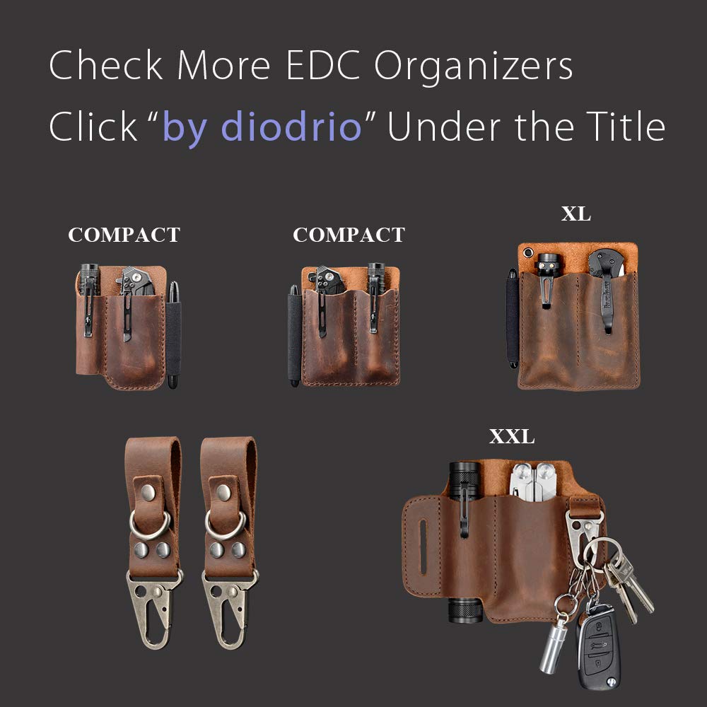 EDC Leather Key Ring Holder, Heavy Duty Belt Clip Key Fob, Chestnut