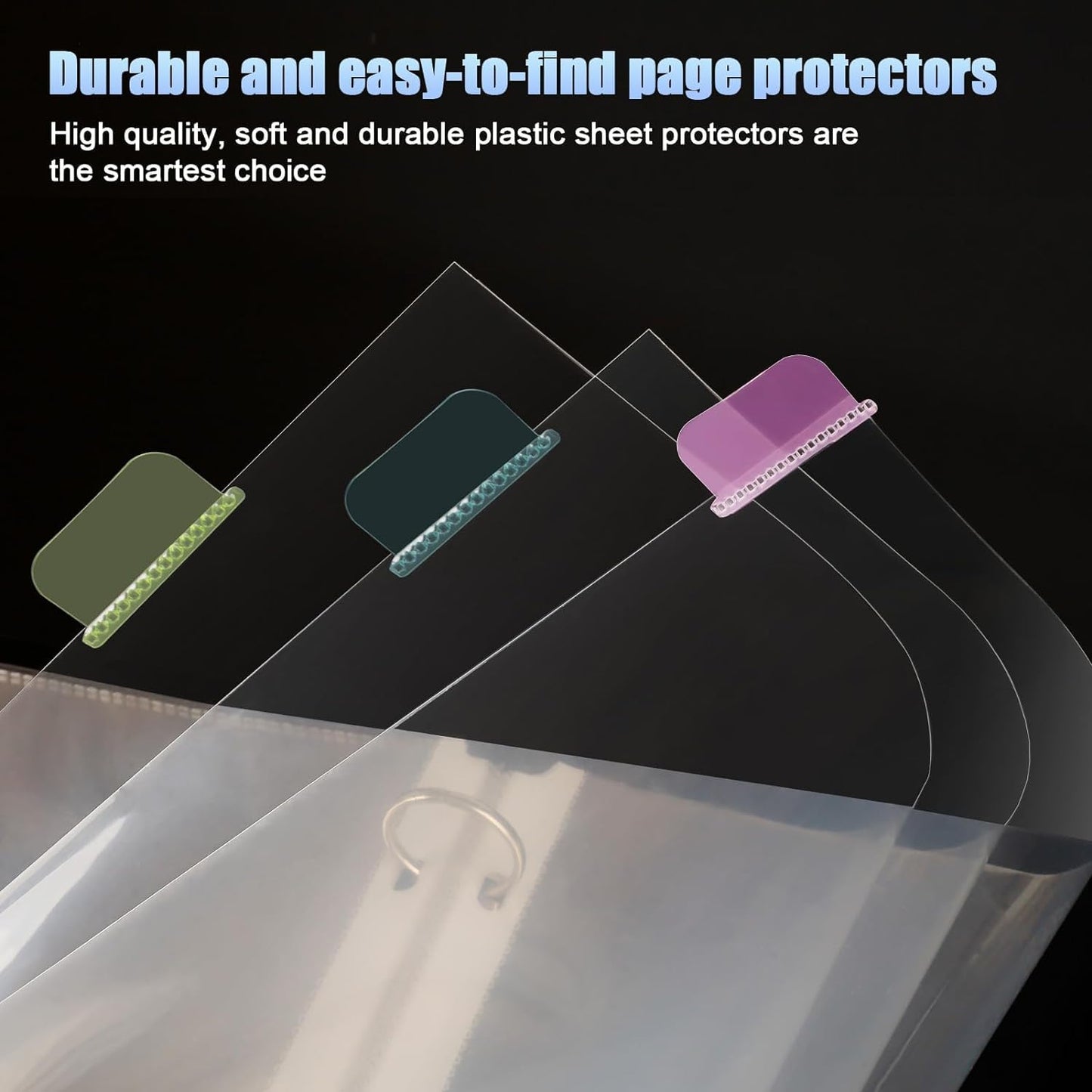 HABGP 96Pcs/12 Set Clear Binder Sheet Protectors - 8.5x11 Letter Size, 8 Tab Plastic Binder Dividers with Pockets and Tabs