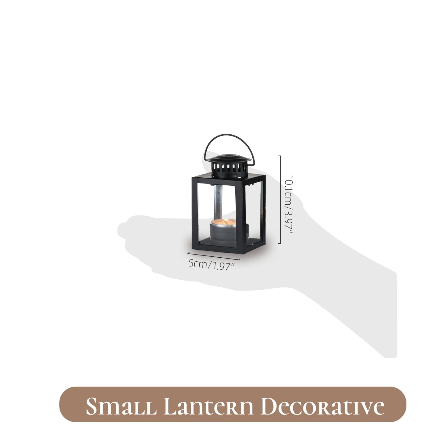 Small Candle Lanterns Decorative Outdoor: 4 Pcs Black Hanging Tea Lights Candle Holder for Table Centerpiece Fireplace Wedding Christmas 3.9" Glass Farmhouse Decor