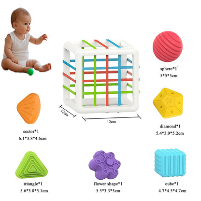 MINGKIDS Montessori Toys for 1 Year Old, 6 Pc Multi Sensory Shape, Toddler Developmental Learning Birthday Gifts, Baby Toys 12 Month