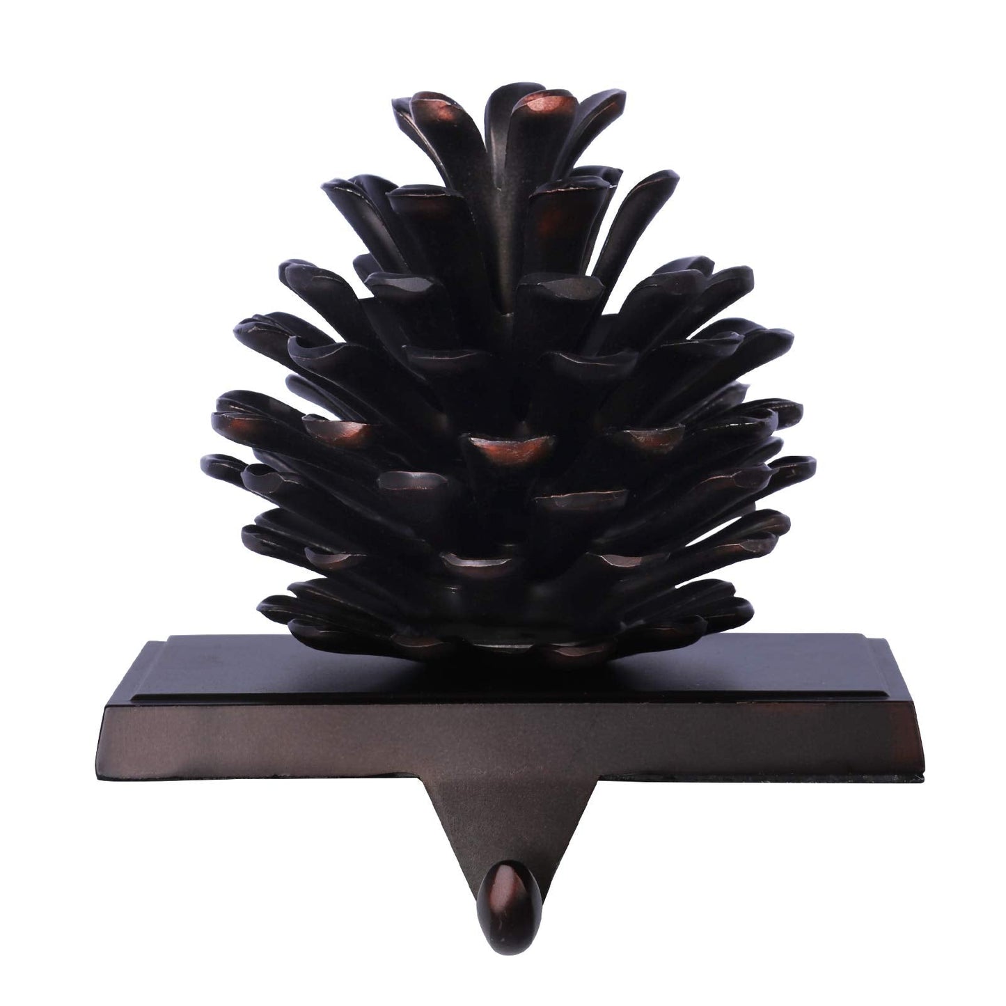 Hxezoc Pine Cone Christmas Stocking Holder, 3D Brown Metal Mantel Stocking Hanger for Christmas Fireplace Mantel Decorations Christmas Holiday Supplies
