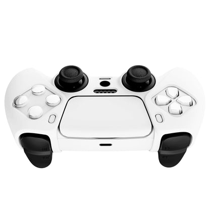 PlayVital White Pure Series Anti-Slip Silicone Cover Skin for ps5 Controller, Soft Rubber Case for ps5 Wireless Controller with White Thumb Grip Caps
