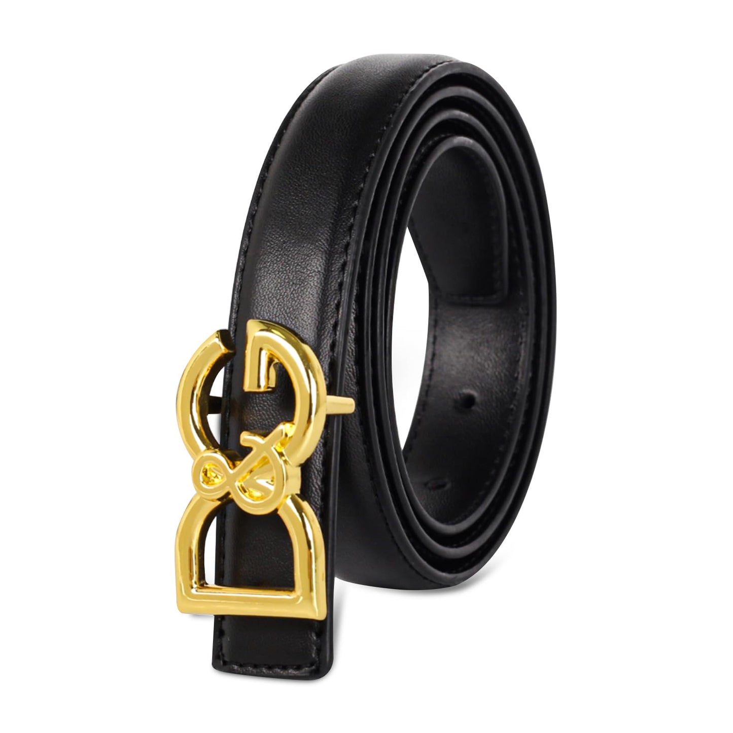 Aurolran Women's Fashion Classic Metal Buckle Leather Belt with Jeans Dress