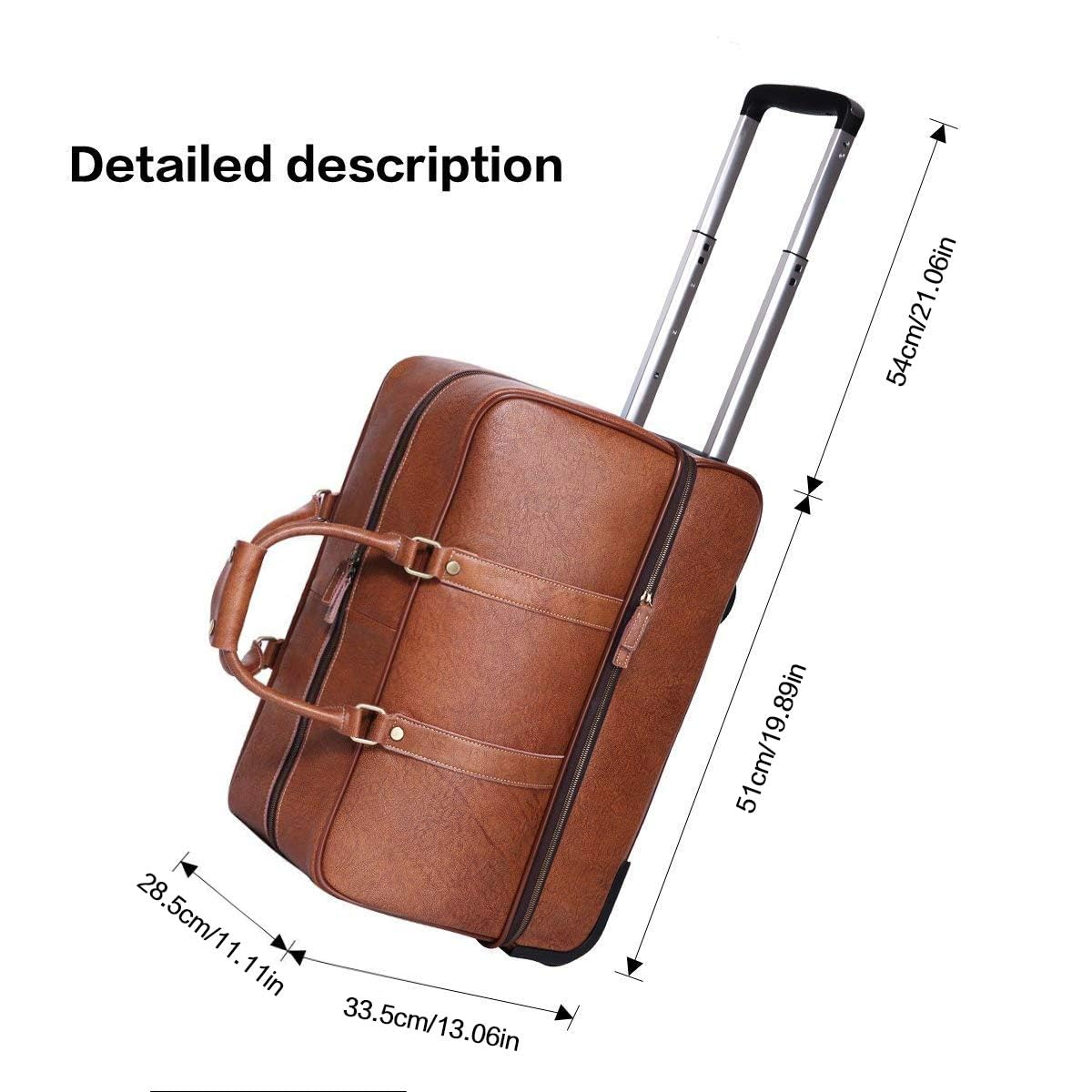 Leathario Leather Luggage travel duffle bag weekend overnight bag rolling suitcase
