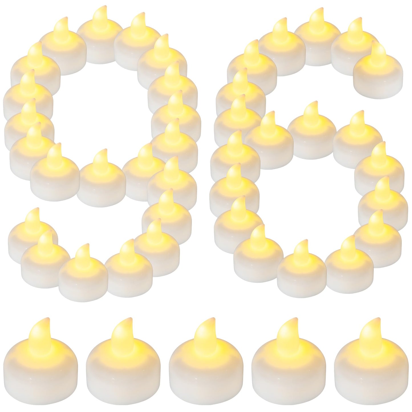 Yakpo 96 Pack Waterproof LED Floating Tea Lights, Flameless Flickering Battery Operated Outdoor Tealight Candles, White Water LED Votive Candle Bulk for Wedding Centerpiece Vase Halloween Decorations