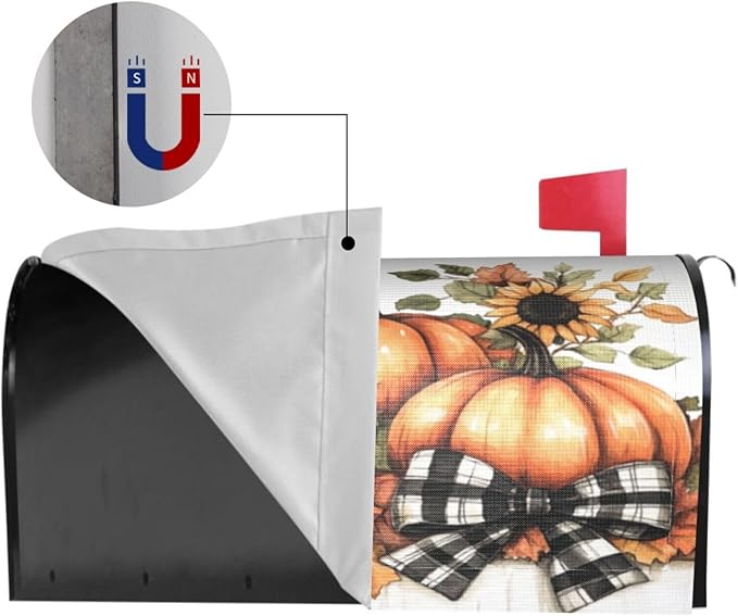 Mailbox Covers Pumpkin Sunflower Fall Thanksgiving Pumpkin Sunflower Fall Thanksgiving Magnetic Letter Post Box Cover Standard Size 25.5 x 21 Inch Garden Yard Home Decorative