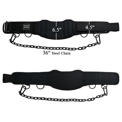 2-in-1 Weightlifting Belt & Dip Belt with 41 IN Steel Chain for Pull Up,Added Weight Training (Black, XL(40"-43"))
