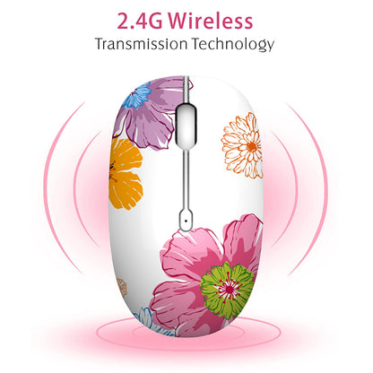 TENMOS M101 Wireless Mouse Cute Silent Computer Mice with USB Receiver, 2.4G Optical Wireless Travel Mouse 1600 DPI for Laptop, Notebook, PC, Computer (Butterfly)