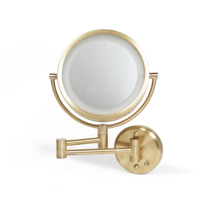JERDON Wall-Mounted Makeup Mirror with LED Lighting - Direct Wire Lighted Makeup Mirror with 8X Magnification & Nickel Finish Wall Mount - Model HL75ND