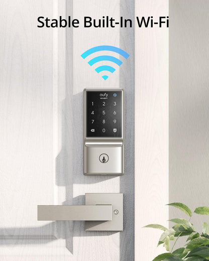 eufy Security Smart Lock C210, Keyless Entry Door Lock, Built-in WiFi Deadbolt, Smart Door Lock, No Bridge Required, Easy Installation, Touchscreen Keypad, App Remote Control, 4 AA Batteries Included