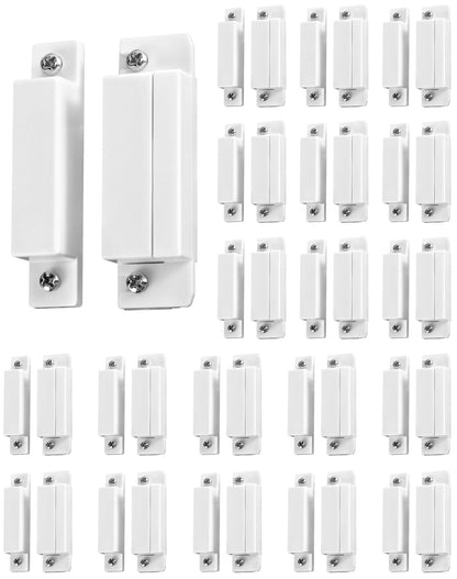 QWORK MC-31 Wired Surface-Mounted NC Magnetic Door Window Contact Sensor Alarm Reed Switch, White, Pack of 5 with 20 Screws