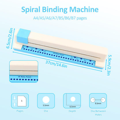 30 Hole Paper Punch, Portable Loose Leaf Paper Punch for Discbound Notebooks and Journaling Supplies, Adjustable 5 Sheets Capacity Hole Puncher for A4/B5/A5/B6/A6/B7/A7 Paper