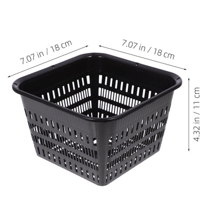 UPKOCH 10 Pack Square Net Pots for Hydroponics, Thick Plastic Orchid Pots with Holes, Black Mesh Slotted Cups for Pond Plant Drainage