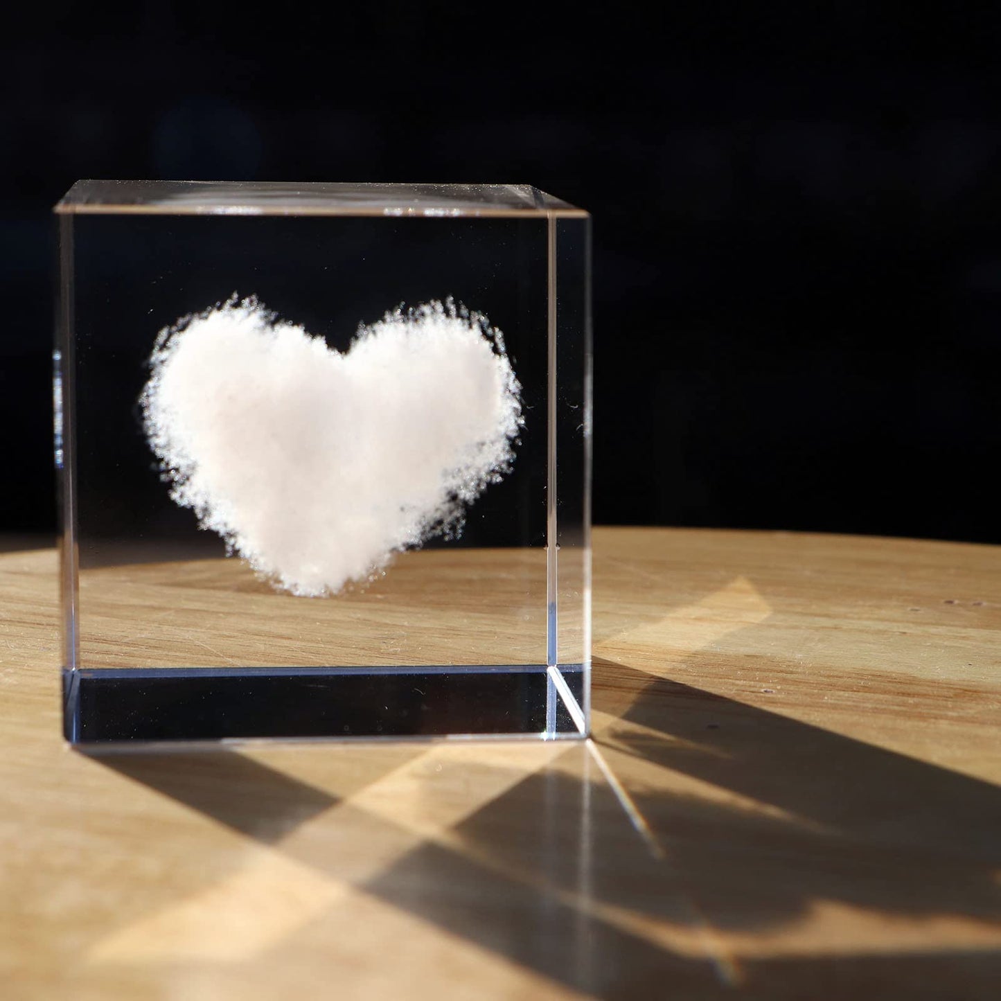 Crrezhai 3D Love Heart K9 Glass Cloud Paperweight Crystal Cube Figurines for Home Feng Shui Decoration Ornaments Gift Box for Mother's Day Valentine's Day