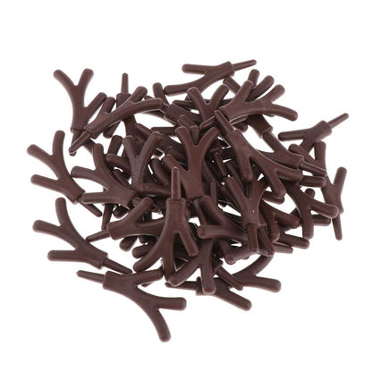 40pcs Mini Antlers Embellishments Plastic Deer Antlers DIY Cosplay Animals Horn Headband Deer Home Decor, Wedding Party Xmas Ornaments - Brown