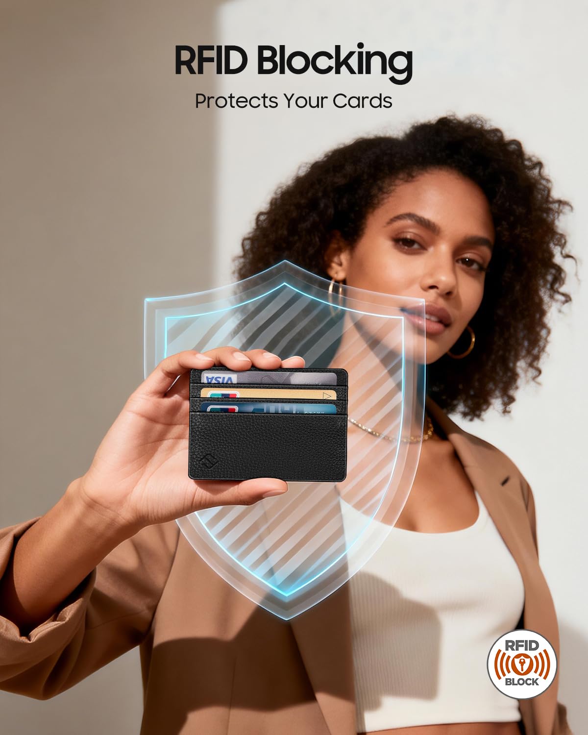 FINTIE Slim Minimalist Front Pocket Wallet, RFID Blocking Credit Card Holder Card Cases with ID Window for Men Women, Black