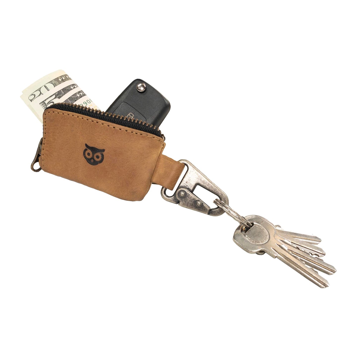 Hide & Drink, Rustic Leather Car Key Holder, Headphone & Charging Cables, Memory Cards, Handmade :: Single Malt Mahogany